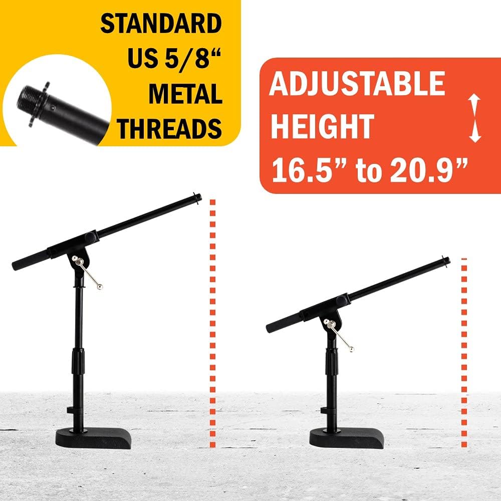 Stage Rocker Adjustable Low-profile Microphone Stand + Guitar Accessories Gift Box (Premium Guitar Strap)