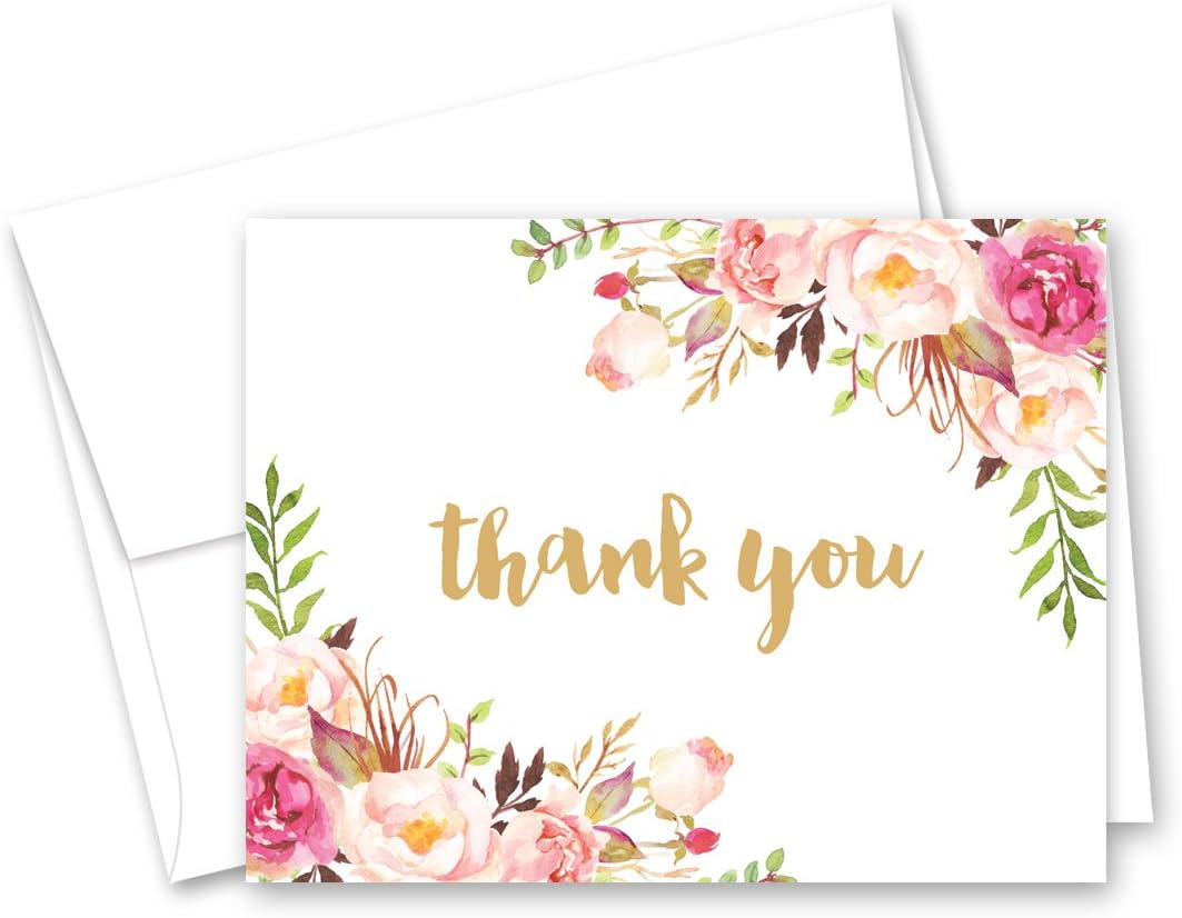 InvitationHouse 50 cnt Watercolor Roses Thank You Cards (on White)