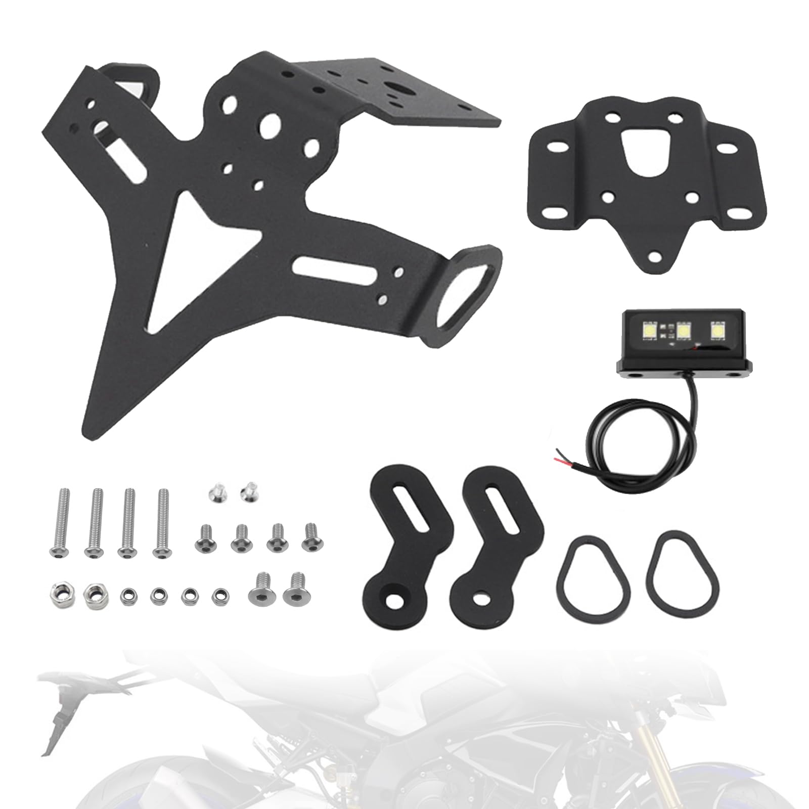 Portatarga Per Moto Per Yamaha Mt-07 2018-2023/Mt-07 2014-Up/Fz-07 2018-2023/Fz-07 2014-Up Portatarga Regolabile Per Moto Con Luce Posteriore