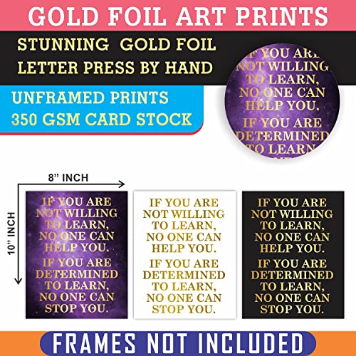 Motivational Wall Art For Office - Gold Foil 8 X 10 Unframed Prints - Positive Inspirational Quotes Encouraging Poster For Living Room Bedroom Bathroom Decor #TOP1