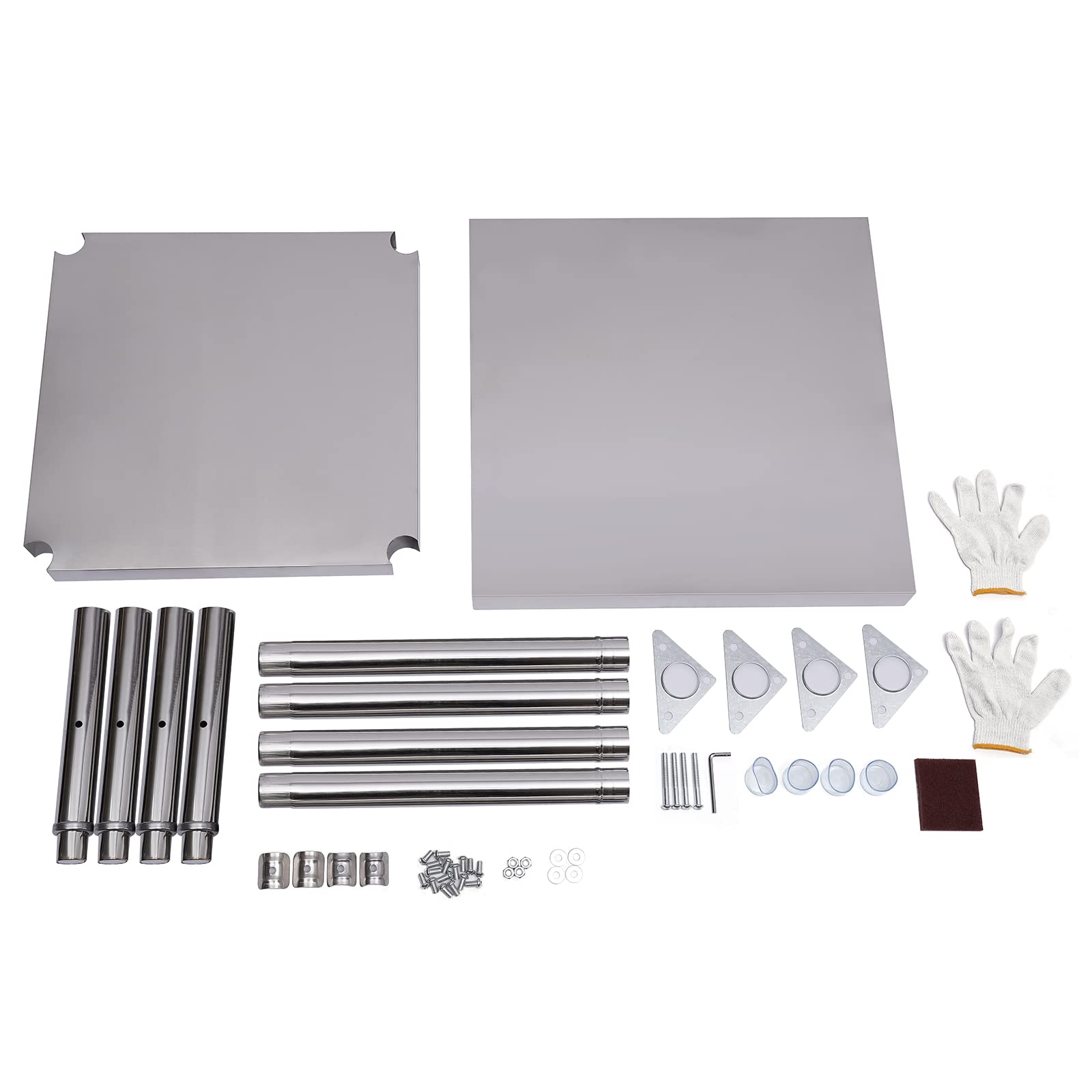 Mesa de trabajo de acero inoxidable, con cantos para cocina, 60 x 60 x 80 cm, resistente, para hotel, panadería, restaurante, procesamiento de alimentos, apto para alimentos, inoxidable