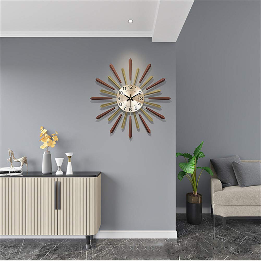 3D cichy zegar ścienny, metalowa tarcza z modelowaniem w geometryczne paski, nowoczesne duże ciche zegary ścienne do sypialni wystrój salonu, zasilanie bateryjne, brązowe, 55 cm / 21,7 cala