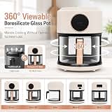 1200W Glass Air Fryer, 360° Viewable Air Fryer with 8 Preset Modes, Digital Touchscreen, 4.2L Oil-Free Healthy Cooker White with Nonstick Dishwasher-Safe Pot for Home Kitchen — image 2