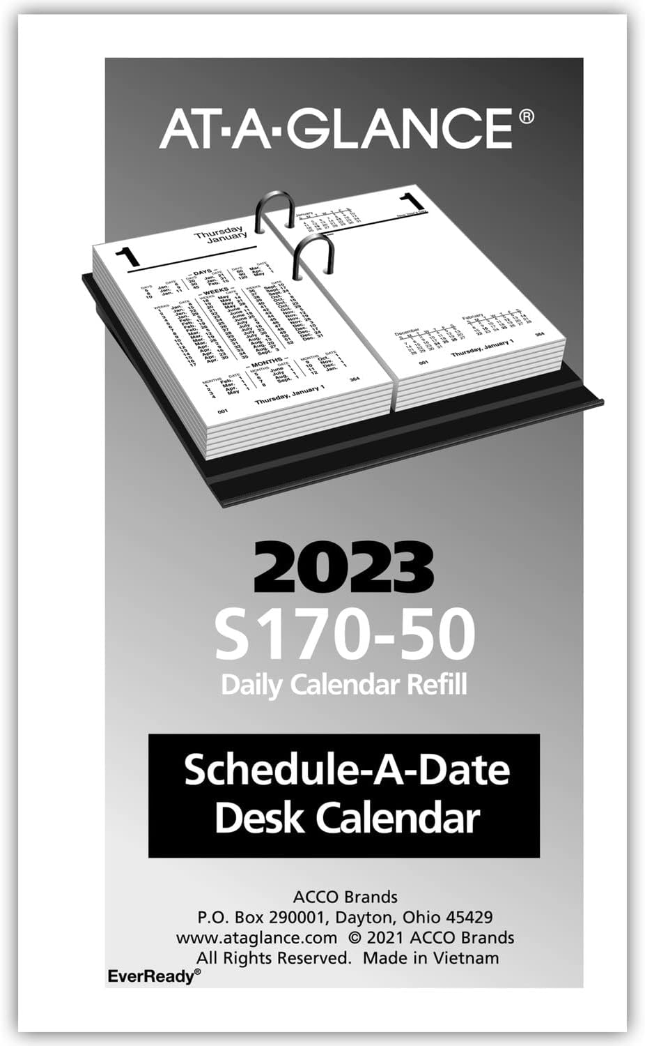2022 Daily Desk Calendar Refill by AT-A-GLANCE, 3-1/2" x 6", Loose-Leaf (E71750) : Office Products