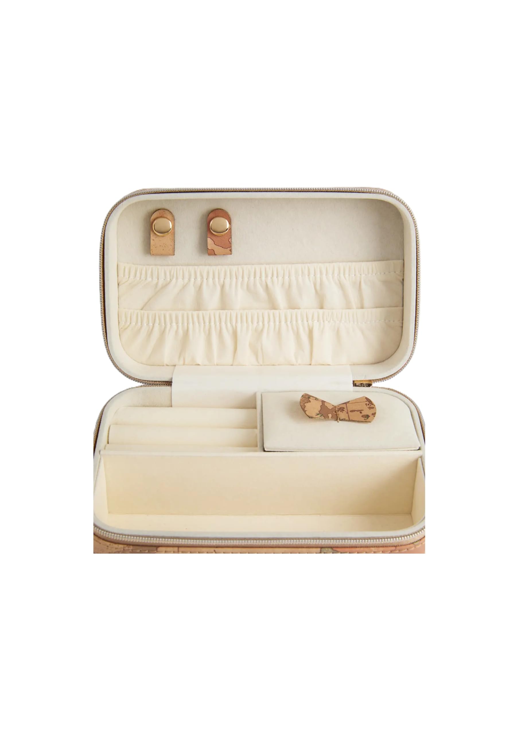 Alviero Martini 1A Classe Portagioie Geo Classic, Custodia per Gioielli con Zip, 15,5 x 9,5 x 7 cm, Naturale