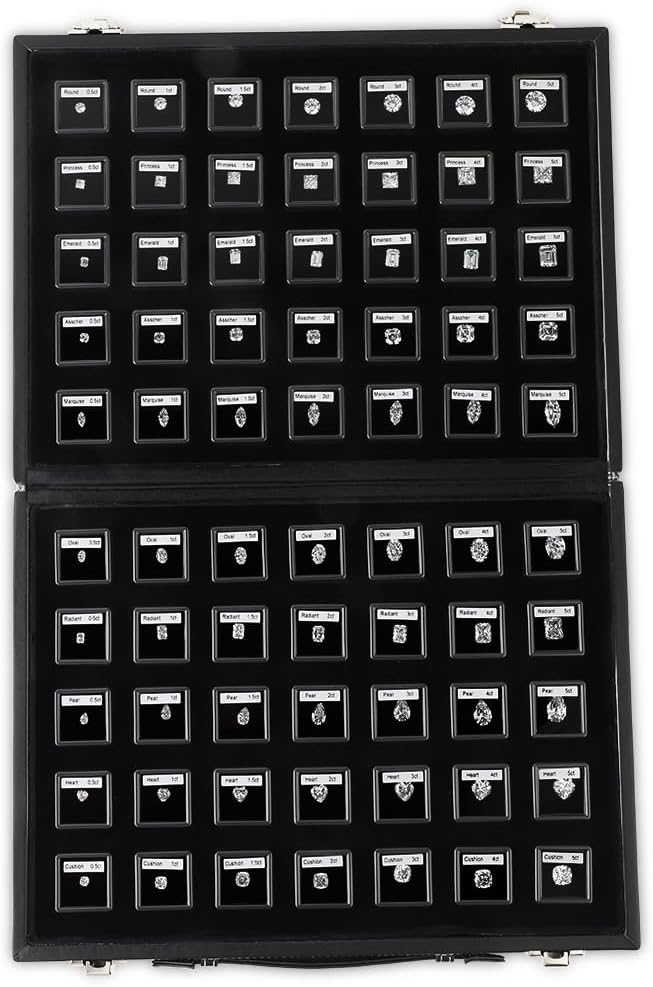 gemtrue Jewelry Tool Diamond Shapes and Sizes Master Stone Set - 10 Shapes Diamond Selector Kit (DK106-B (0.5ct - 5ct))