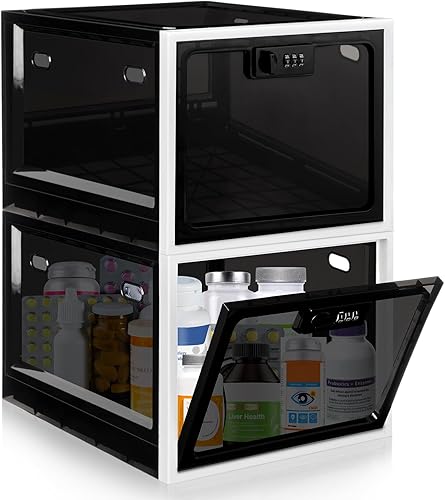 Miniatura 8 de Caja de seguridad para medicamentos seguros, caja de almacenamiento con cerradura de material premium, contenedor organizador con bloqueo y código
