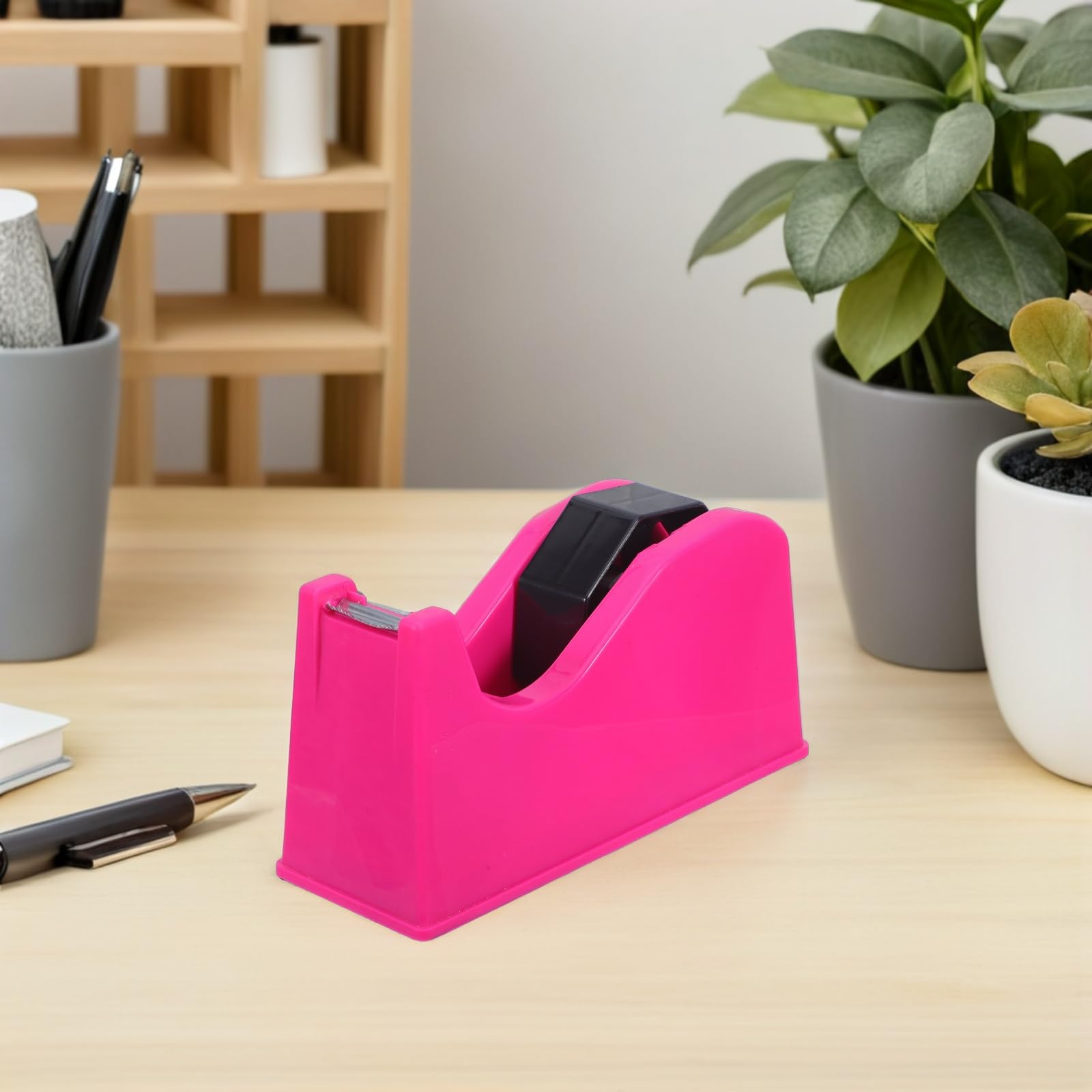 TEHAUX 2 Pezzi Dispenser con Base Antiscivolo per Nastro Adesivo Ricaricabile da Tavolo Compatibile con Pezzi Piccoli e Grandi, per Casa e Ufficio