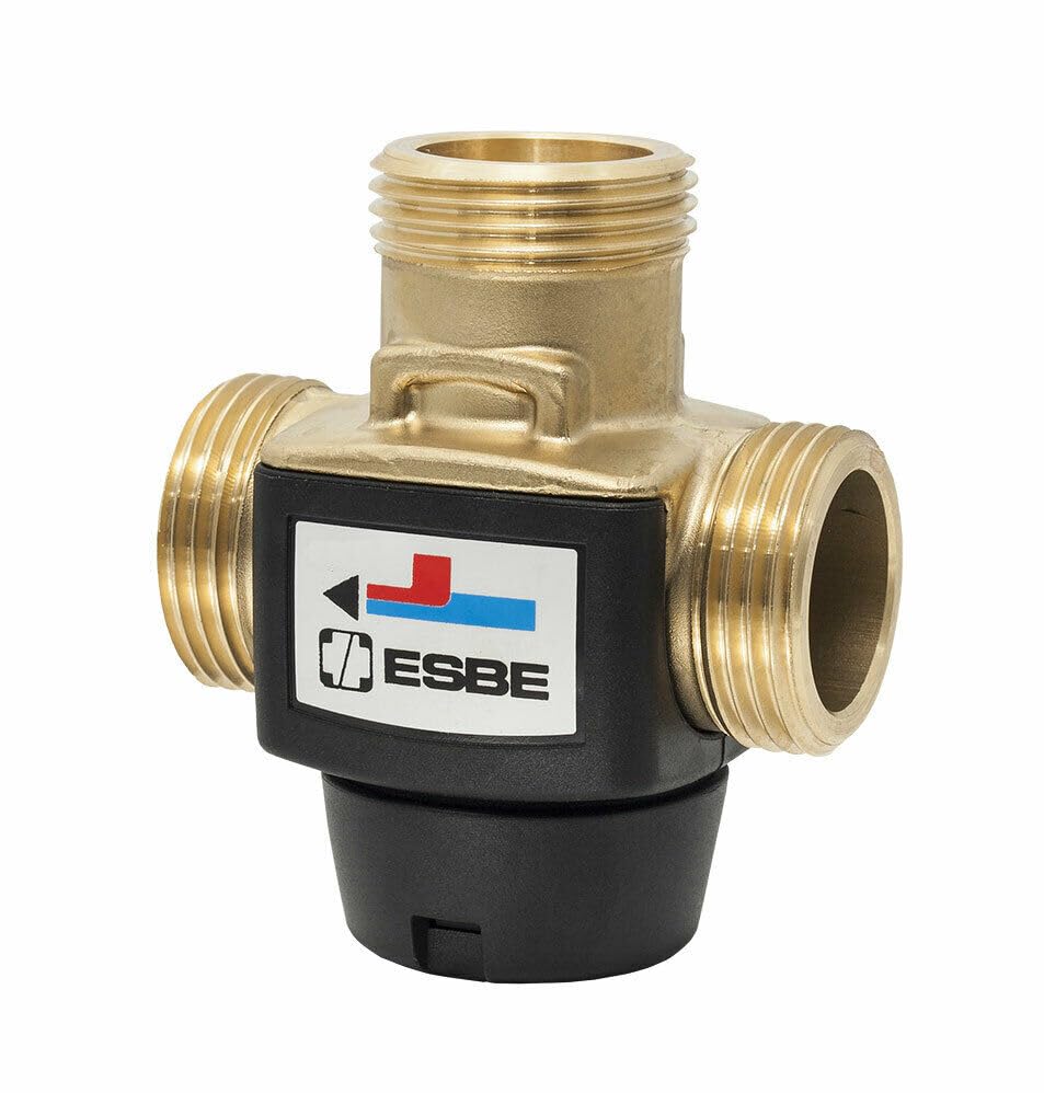 Ritzer by ESBE VTA 322, VTA 323, VTA 321 - Mezclador de agua doméstica con diferentes conexiones, válvula mezcladora termostática, válvula mezcladora de 3 vías (VTC 312, 60 °C, rosca exterior de 1
