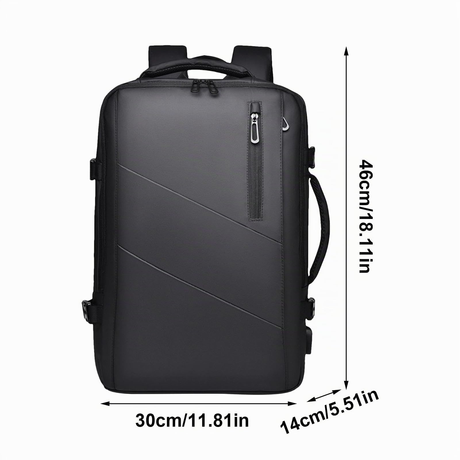 Mochila expandible para computadora portátil de negocios, mochila de trabajo con puerto de carga USB - Mochila de viaje negra | Mochila extra grande para ordenador portátil de viaje con