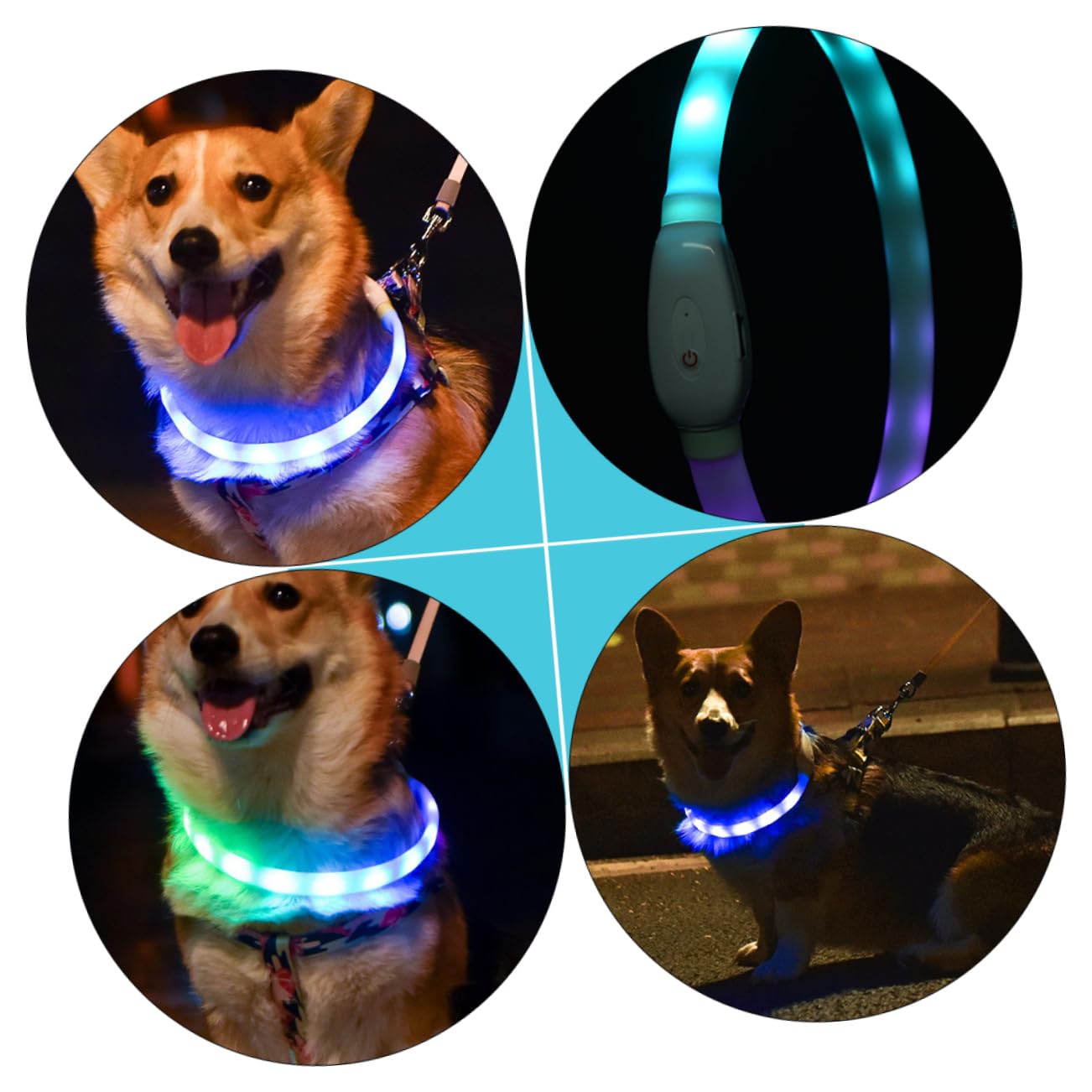 INOOMP 2juegos Collar Led para USB y para Seguridad Nocturna Collar Luminiscente para