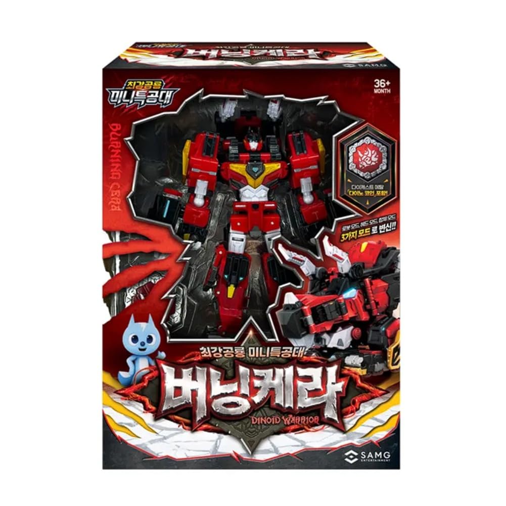 hwasooboon Mini Force Dinobot Warrior Transforming Robot Figure | 3 Modes with Accessories (Burning Kera)