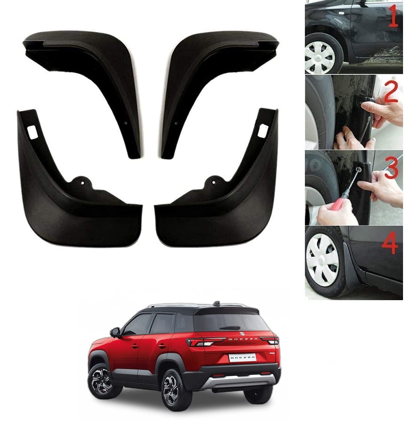 KOZDIKO Car Mud Flaps O.E Type Mud Guard Set of 4 pcs for Maruti Suzuki Brezza New (2022-Present)-image-20