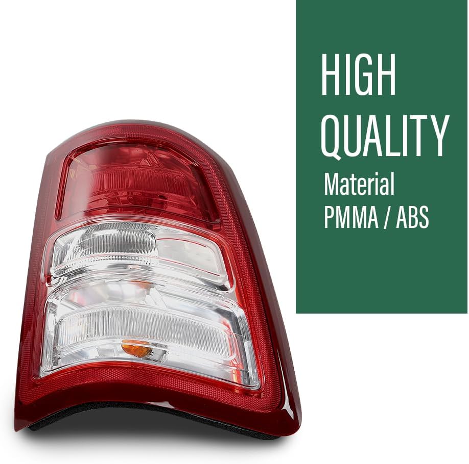 LQI Pair Tail Lights Assembly W/Bulbs Compatible with Dodge Ram 1500 2019-2023 (Not Fit Ram 1500 Classic Model/Not Fit LED Type Models), 55112988AE, 55112989AE Red & Clear Lens