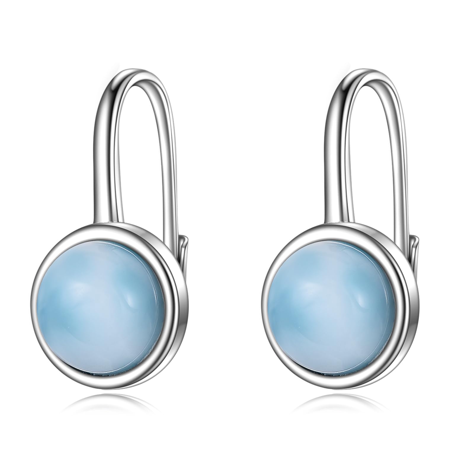 POPLYKE Opal/Schwarzer Onyx/Larimar/Mondstein/Aquamarin/Perle/Bernstein/Labradorit/Türkis/Malachit/Lapis Lazuli Leverback Ohrringe Sterling Silberschmuck Geschenk für Mädchen
