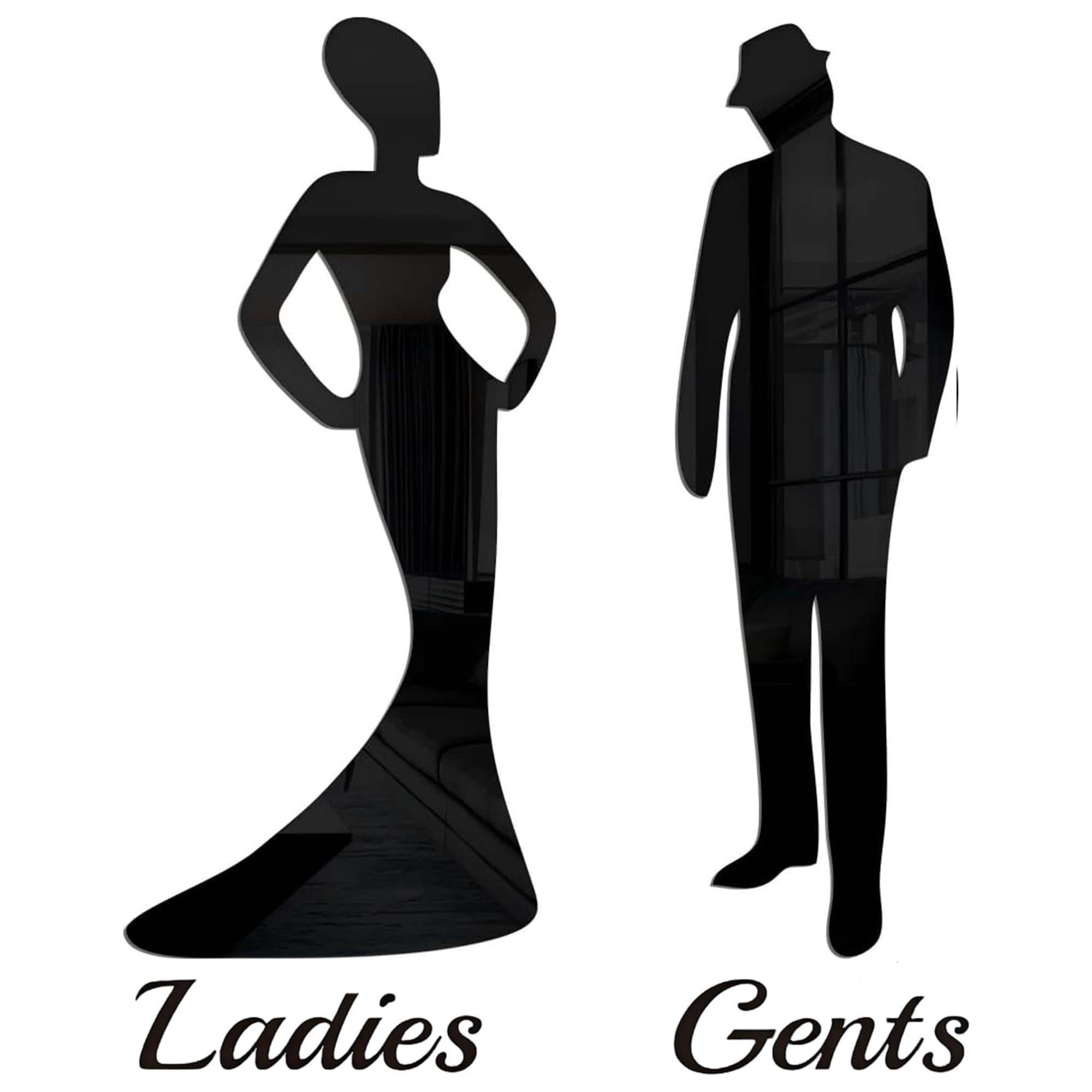 Toilet Signs for Door, Bathroom Door Signs MINWEGI Modern Aesthetic Acrylic Wall Stickers for Ladies & Gents, Self-Adhesive WC Restroom Signage for Hotel Office Restaurant Home, 2 Pcs Set (18.5x21cm)