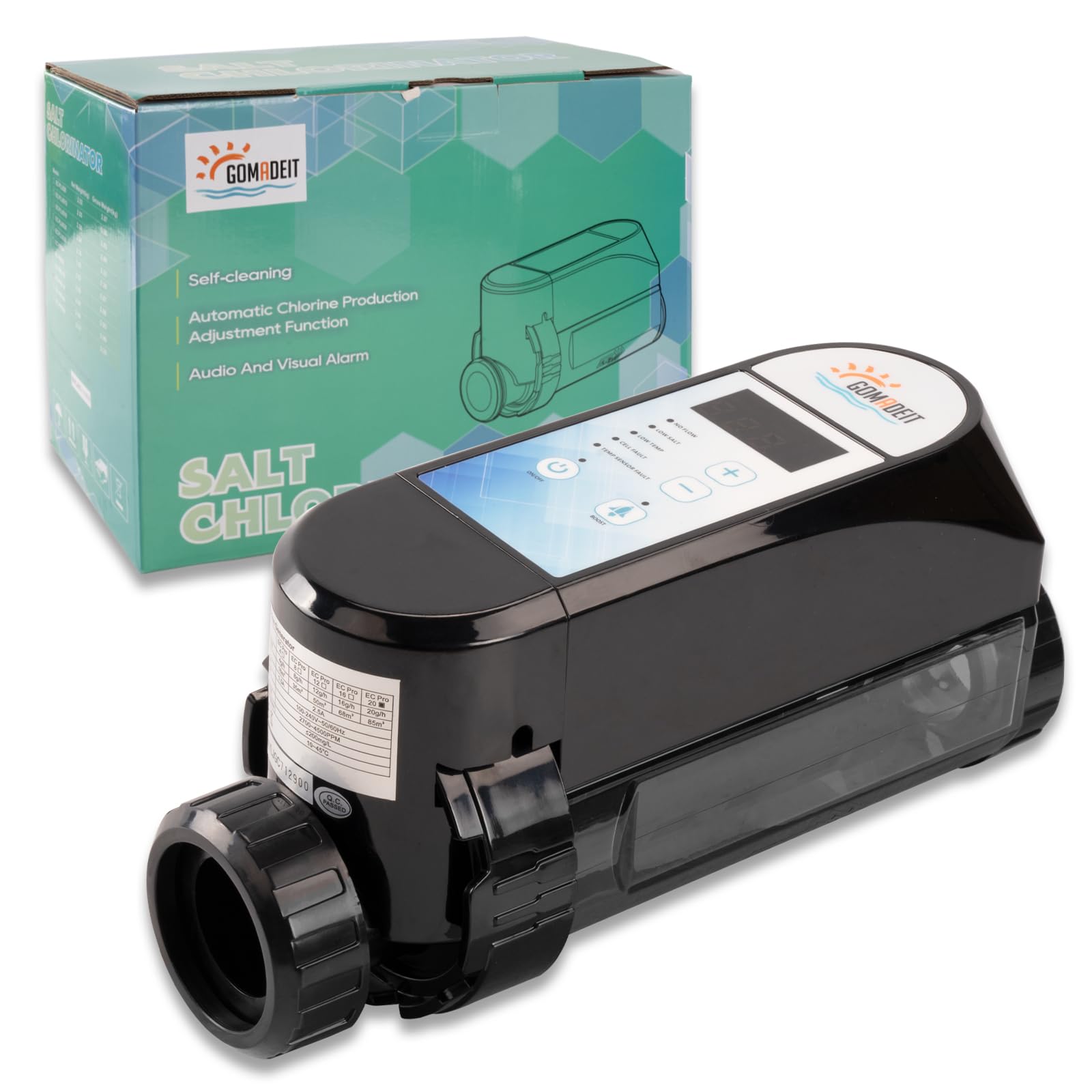 Salt Pool Chlorinator System, Salt Chlorine Generator for Above Ground Pool, Up to 20,000 Gallons Pool, Built in Wi Fi and Saltwater Swimming Pool System with Salinity Display