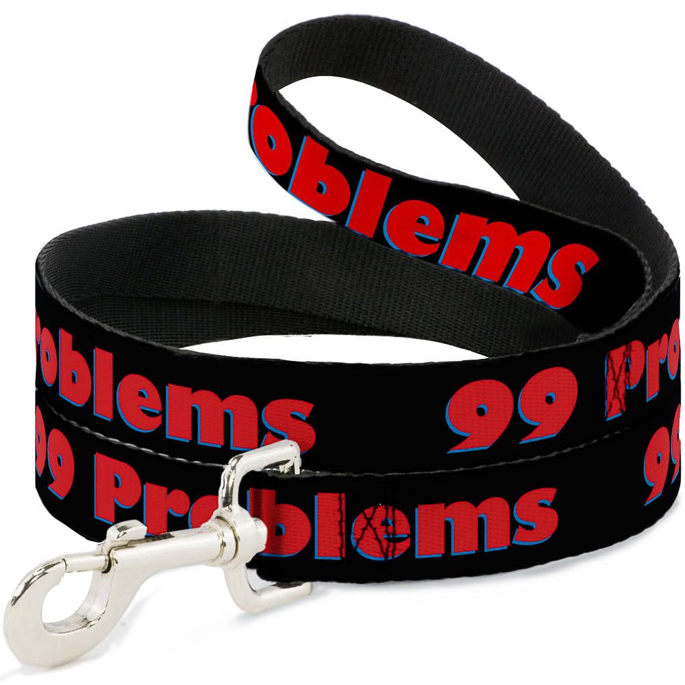 Laisse pour chien Buckle Down 99 problèmes en nylon haute résistance noir rouge