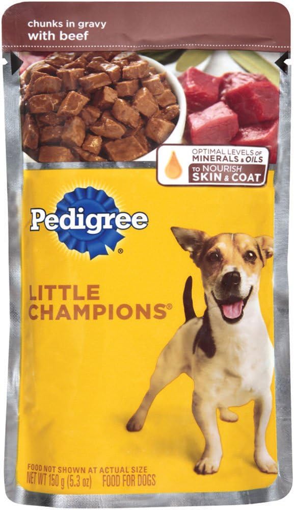 Pedigree Little Champions Chunks In Gravy With Beef Wet Dog Food 5.3 Ounces (Pack Of 24)