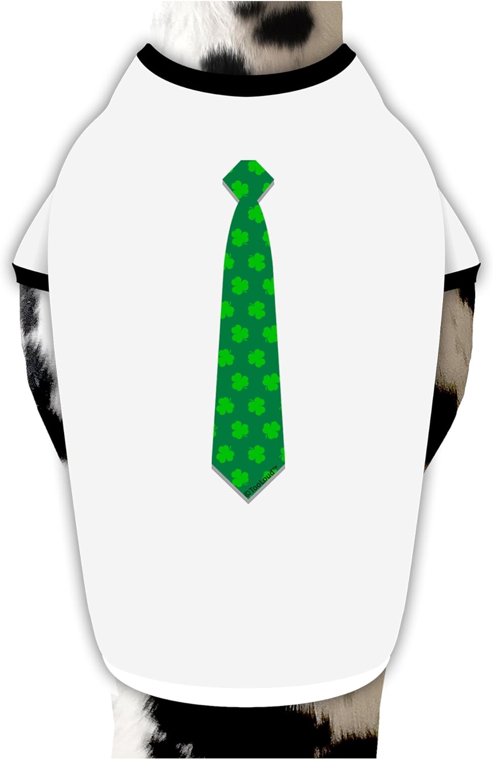 TOOLOUD Clover Pattern Tie St Patrick's Day Dog Shirt White with Black XL