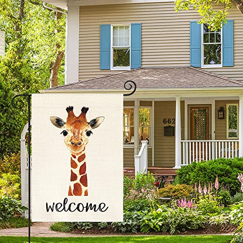 Avoin Giraffe Garden Flag Vertical Double Sided, Pet Welcome Quote Birthday Yard Outdoor Decoration 12.5 X 18 Inch #TOP3