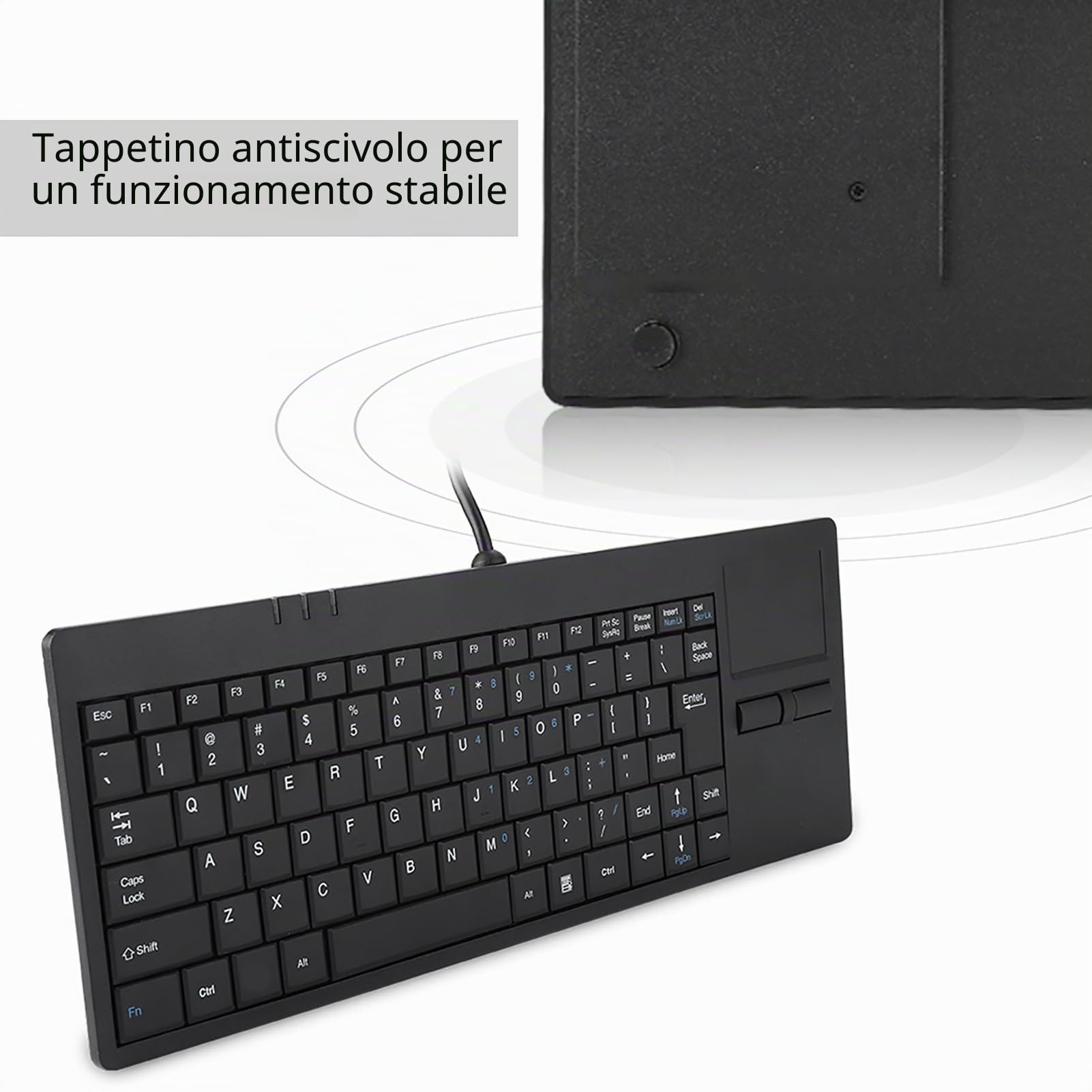 SYH&AQYE Tastiera USB Cablata, Tastiera Mute a 86 Tasti con Cavo da 1,4 M, Touchpad Integrato, Tastiera Touchpad da 12,2 X 4,5 X 0,8 Pollici con Tappetino Antiscivolo per Scrivania Per Notebook
