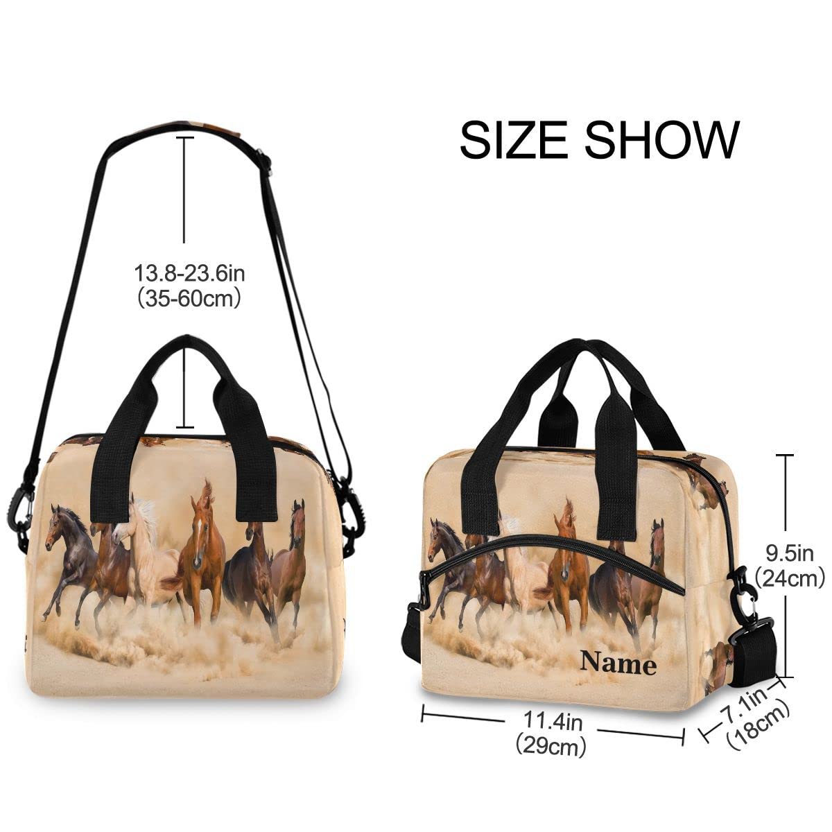Sac à Déjeuner Isotherme Pour Enfants - Motif Aquarelle Cheval - Grande Capacité, Imperméable - Pour École, Pique-nique