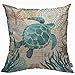 Mugod Housse de coussin motif tortue de mer bleue - Housse de coussin vintage - Pour homme et femme - Décoration de maison, canapé, chaise - 45 x 45 cm