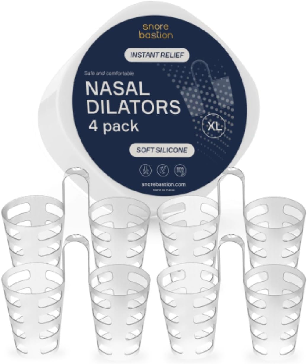 Nasal Dilators for Sleeping - 4 of X-Large ONLY (XL) Soft Silicone Nasal Cones - Nostril Opener - Nasal Expander for Breathing - Nose Vents - Anti Snoring Devices