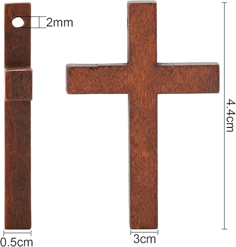 Miniatura 2 de Honoson 70 colgantes de cruz de madera para manualidades, cruz, cruz de madera natural, cruz de palmera, cruz de madera de olivo para manualidades,