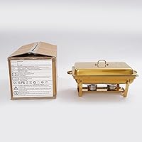 Vista 9 de Platos para bufé, 4 unidades, 6.5 cuartos de galón, juego de platos cuadrados de acero inoxidable dorado de 6.5 cuartos de galón, servidores de bufé