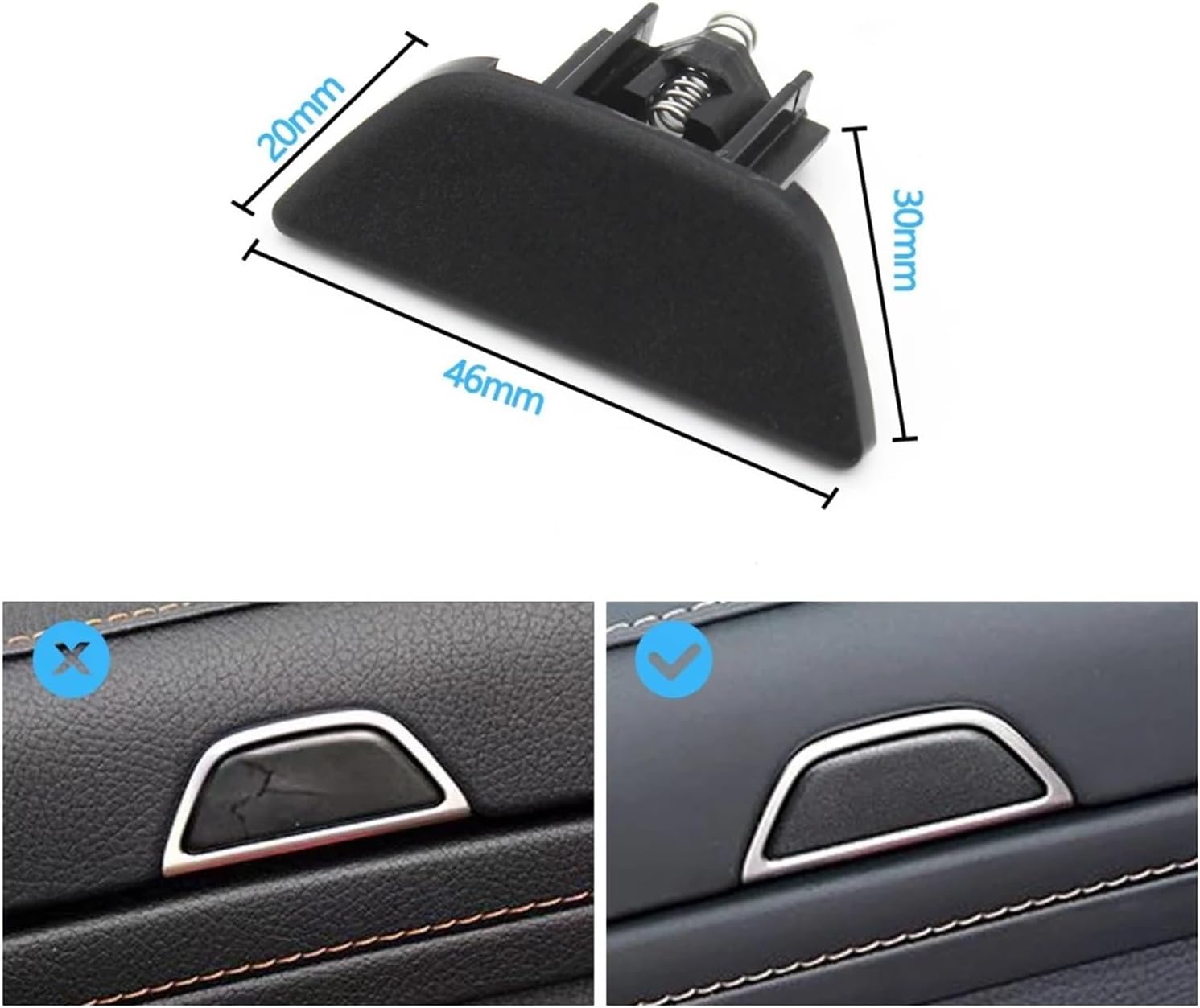 Car Center Console Lid Armrest Box Panel Switch Button Cover Compatible S Class W222 S320 S350 S450 S500 2014-2020(Black 1PC)