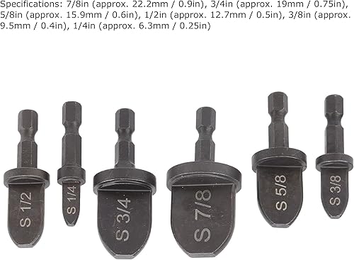 Miniatura 2 de Garosa 6 expansores de tubo de cobre CA para mango hexagonal de taladro, juego de herramientas de estampación manual y abocinación para tubos de