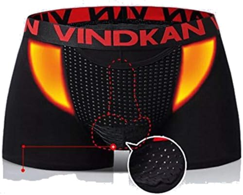 Pantalones interiores transpirables de nailon para hombre, con terapia magnética, para el cuidado de la salud, 2 paquetes (negro, Negro rojo - 1