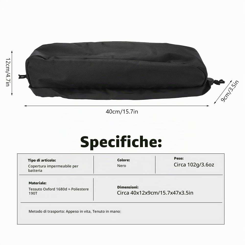 Copertura Impermeabile della Batteria della Bicicletta Elettrica, Borsa di Protezione della Batteria al Litio Antipolvere Anti-Fango Accessori per Biciclette ElettricheFlauta, Flauta