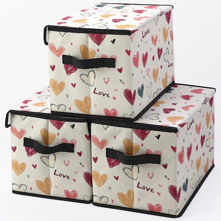 Image of Stackable Clothes Storage Bins with Lids 3 Pack | Closet Organizers Fabric Box for Home and Office,Blanket Clothes Organizers,Under Bed Storage Containers