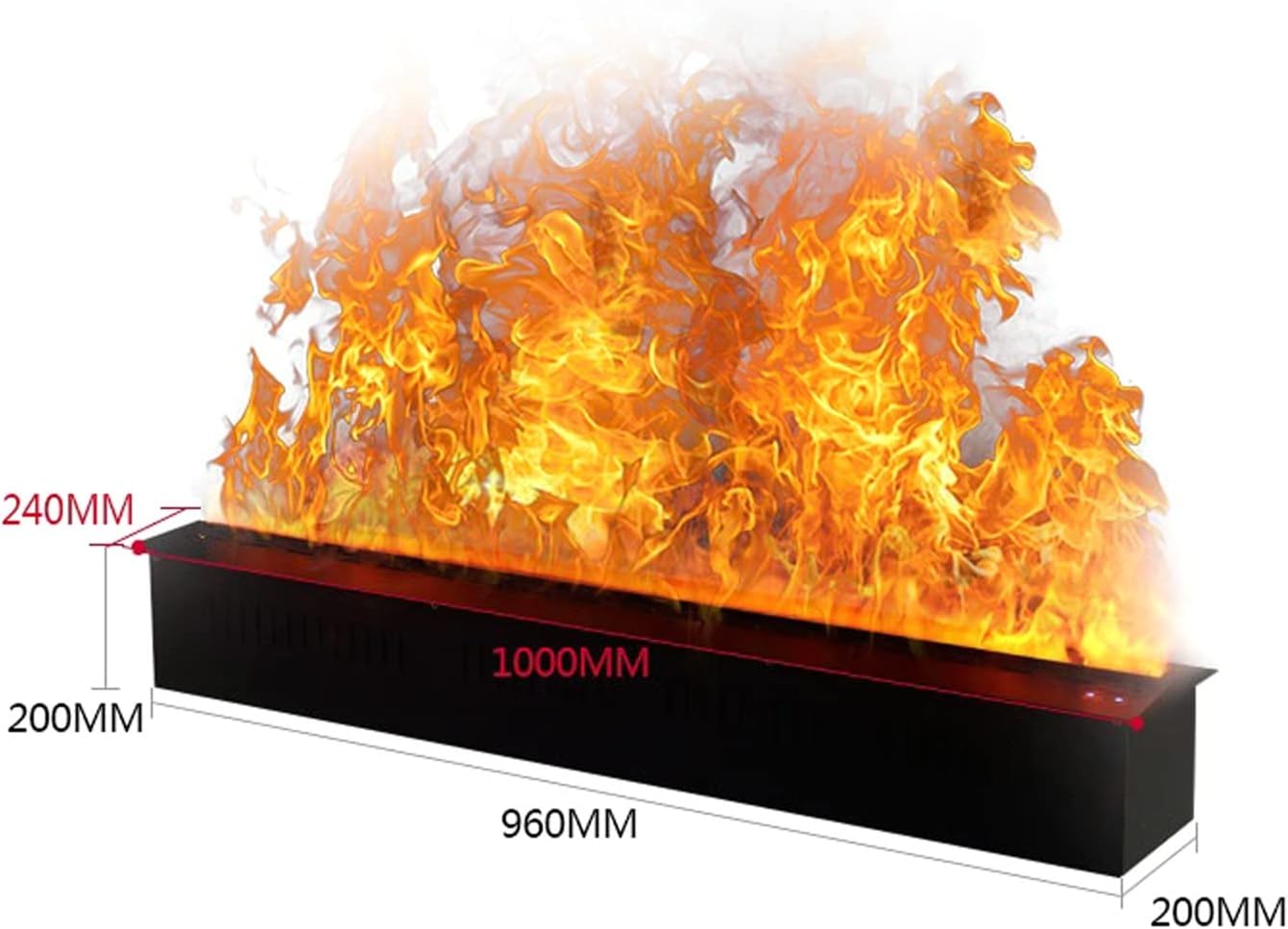 Electric Fireplace Electric Fireplace-Wall Mounted Super Long Flame ?Low Noise with Anti-Drying Protection and Remote Control-39.3 Inch Black Fireplace (Size : L 100cmxW 24cmxH 20cm)