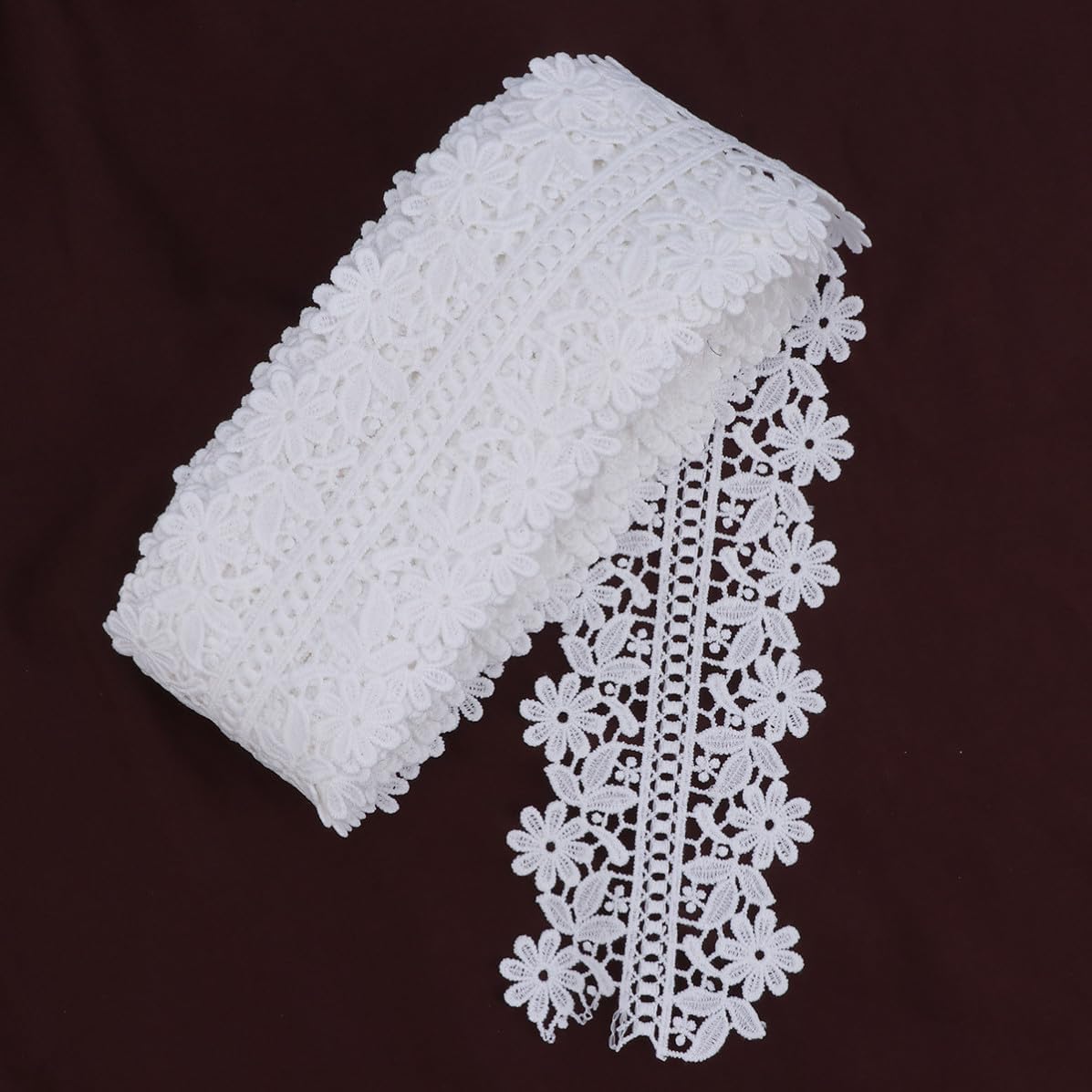 White Embroidered Lace Fabric Trim -6-14 for Wedding