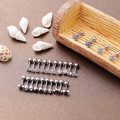 Loyallook 12 Pairs Stainless Steel Ball Stud Earrings Barbell Cartilage Helix Ear Piercing 3-6Mm 2 Colors (18G 12 Pairs Silver Tone 4Mm) #TOP4