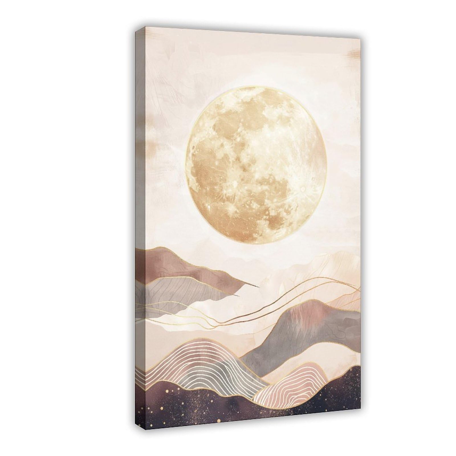 Bareronor Boho Moon Canvas Poster Bedroom Decor Landscape Office Room Decor Gift 20" L X 30" W