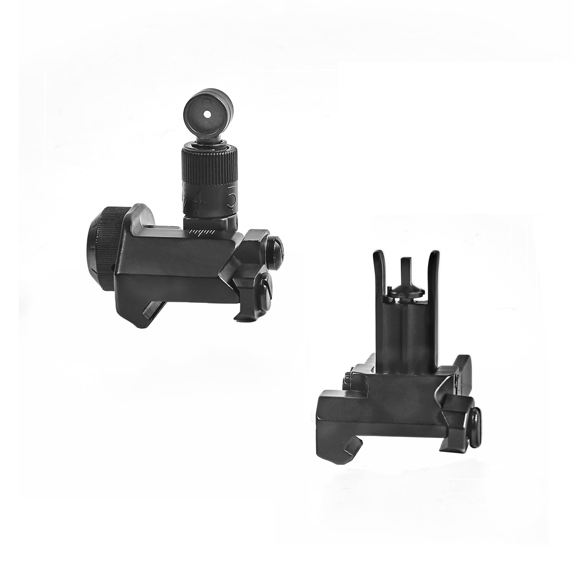 Fold Front and Rear Iron Sights Set?Flip Up Rapid Transition Backup Metal Sights?Left Right Adjustable Rotate?for 20mm Rail