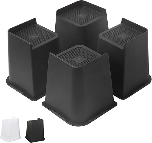 Affogato Elevadores de cama, paquete de 4 elevadores de muebles resistentes de 6 pulgadas, extensores de patas de mesa, elevadores de cama para