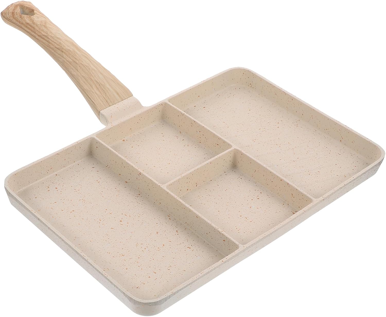 Nonstick 4 Section Square Grill Pan, Aluminum Alloy and Wood, 150