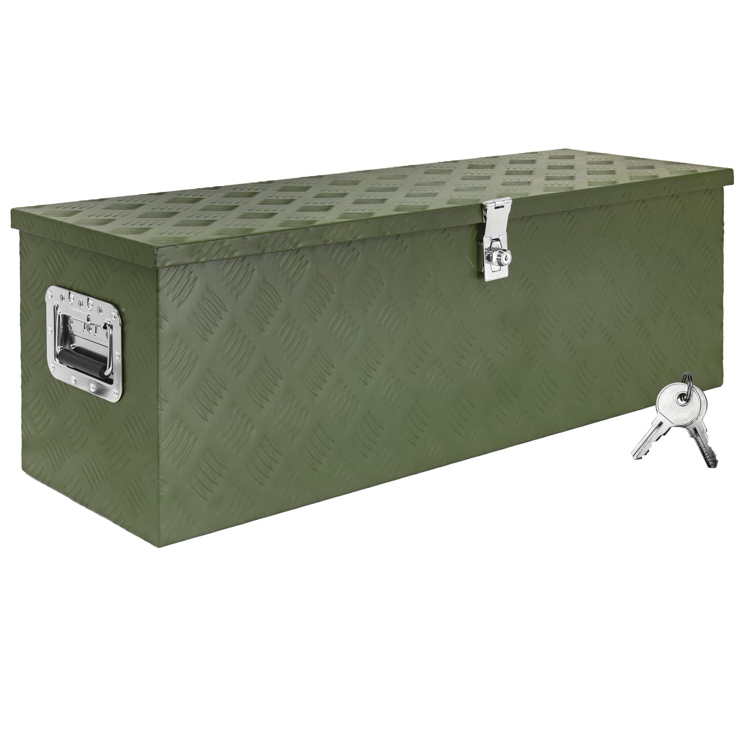 Trucky Skrzynka na dyszel, zielona, skrzynka na narzędzia, skrzynka na przyczepę, zamykana, aluminiowa skrzynka transportowa, skrzynka narzędziowa, aluminiowa skrzynka do przechowywania, wersja: model