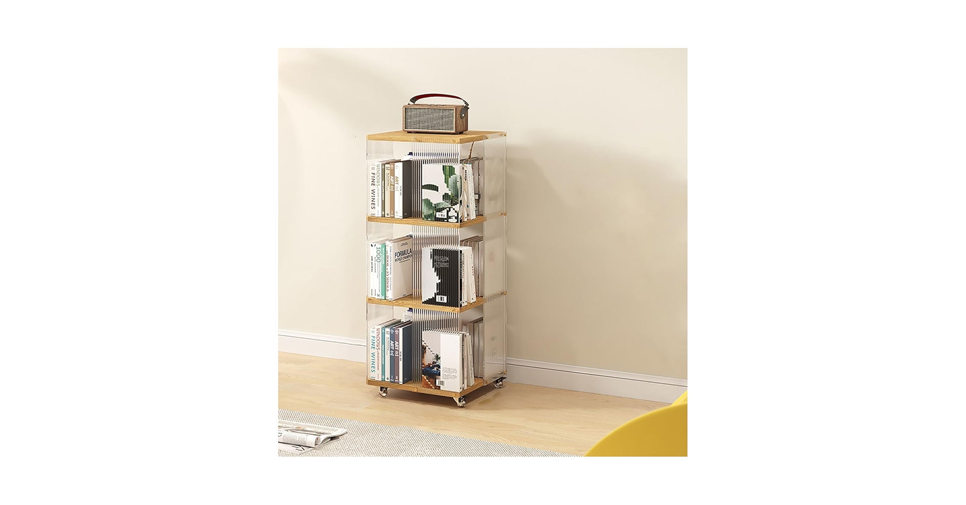 Amazon.co.jp: 回転式本棚 本棚 キャスター付き本棚 コミック