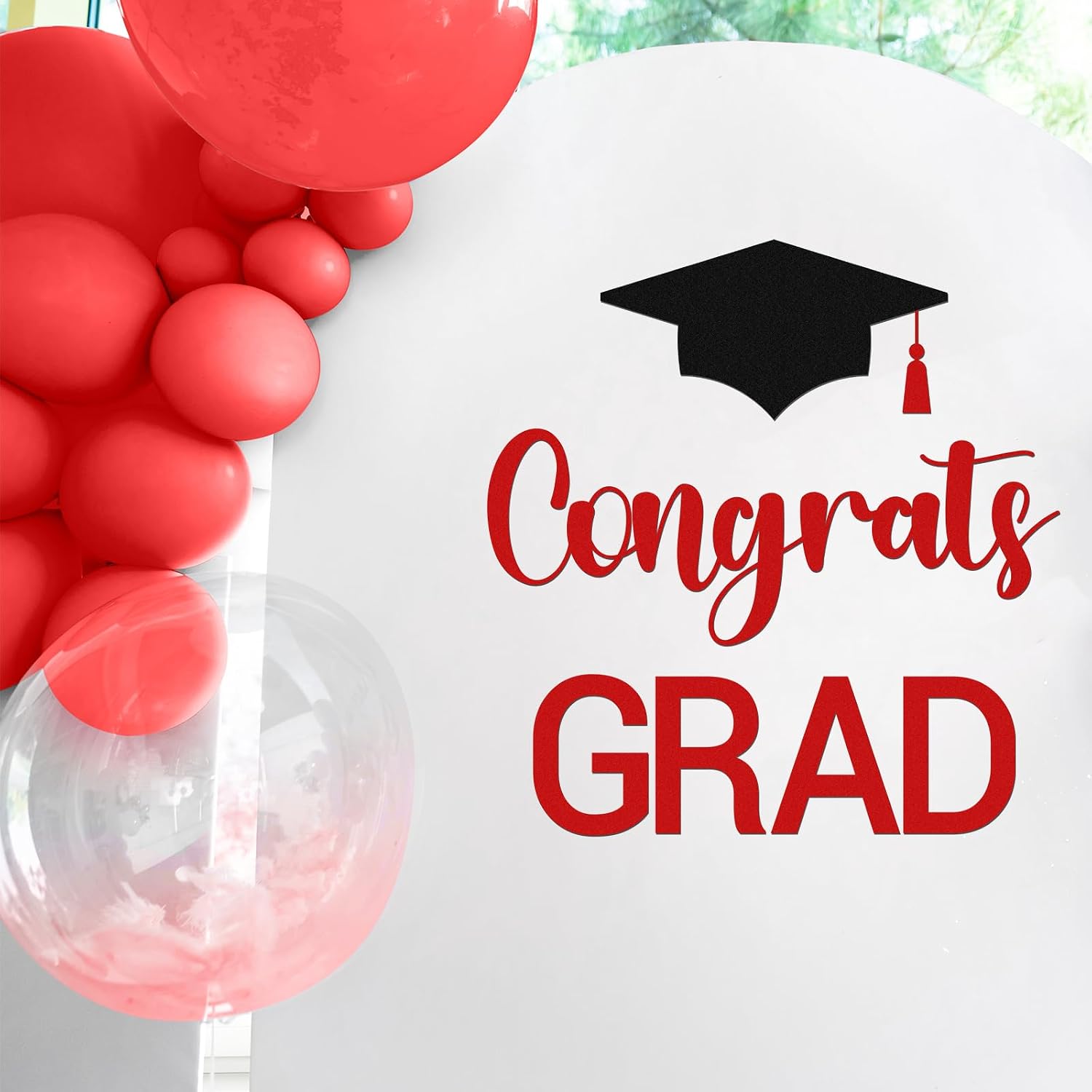 Epakh 2026 Graduation Party Decal Sign for Backdrop Letters Peel and Stick Graduation Sticker for Balloon Arch Decorations Party Sign Wall Decor(Red)