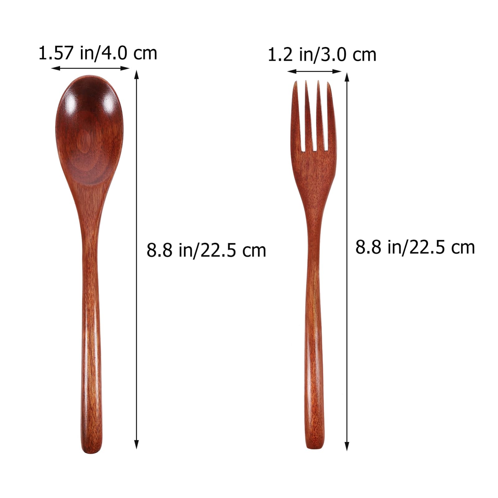 PRETYZOOM Wooden Fork Spoon Set 6pcs Reusable Utensils for Salad Dessert Appetizer Family Party Hotel