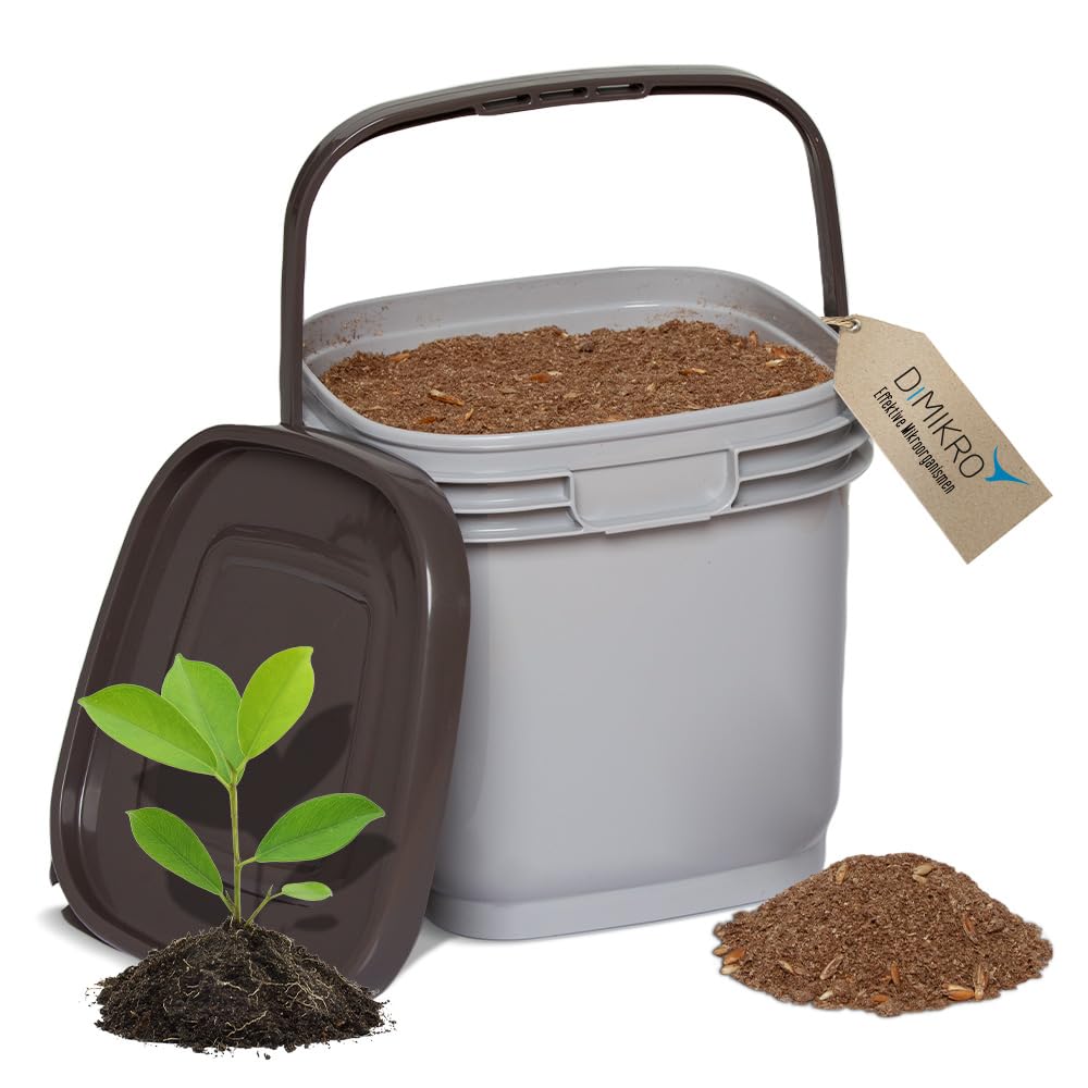 DIMIKRO Bokashi Ferment – Qualité biologique 2,0 kg dans un seau hermétique pratique – Aide à la fermentation pour seau Bokashi et compost – Élimine les odeurs, les moisissures et la pourriture