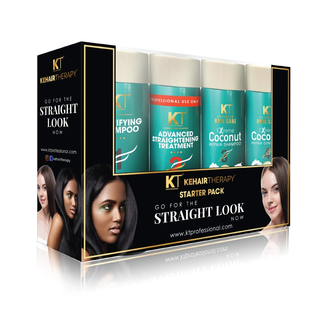 KEHAIRTHERAPY KT Professional Home Keratin Protein Advanced Straightening Starter Combo Kit For Straight Look & Damage Repair (480ml)