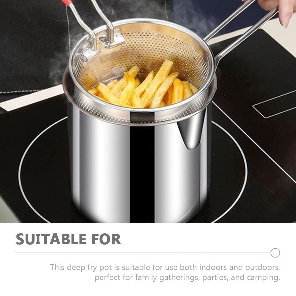 Frittierkorb Party Grillen Braten Topf Kit Korb Deckel Edelstahl Friteuse Kochen Abtropfen Frittieren Kochen